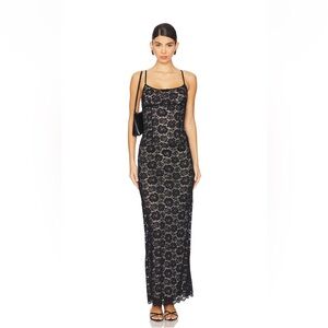 Lovers and Friends Leila Sheer Gown in Black